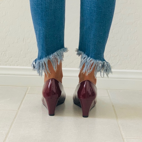 Red Wine Patent Classic Everyday Work Wedge Pump - Picture 5 of 6